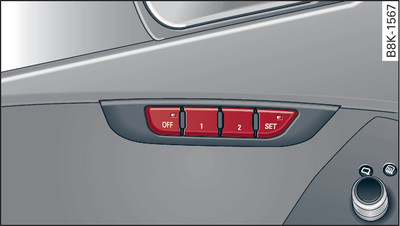 Driver's door: Recall buttons for memory function